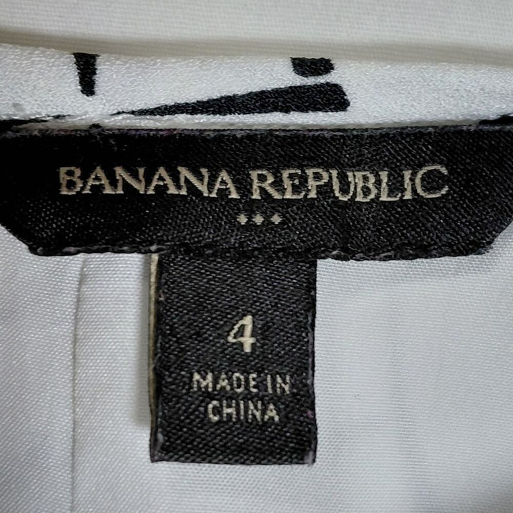 Banana Republic White Black Geometric Sleeveless Blouse Women Size 4 - Picture 4 of 8